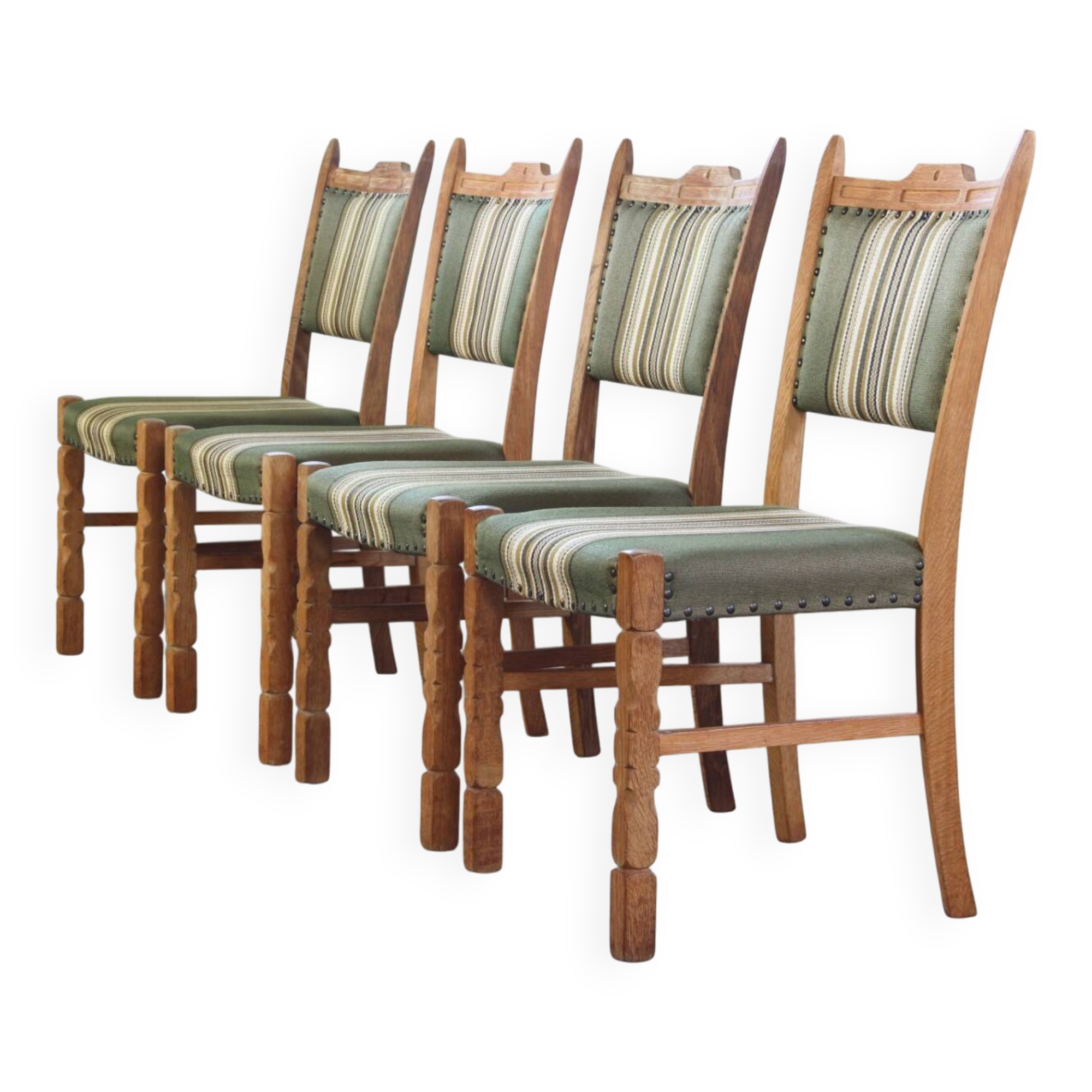 Vintage Danish Brutalist Oak Dining Chairs, Henning Kjærnulf style, 1960s