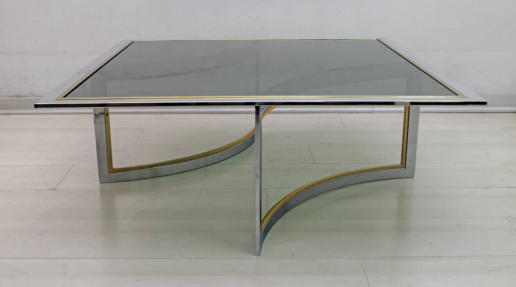 Mid-Century Modern Italian Chrome and Brass Coffee Table, 1970s