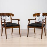 Pair of Biedermeier Armchairs, Germany, 19th Century, Walnut, French Polish