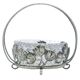 Postmodernist sugar bowl, silver-plated brass, glass, Poland, 1970s