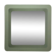 Postmodern square wall mirror with an army green beveled glass frame, Italy