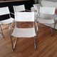 Set of 4 Cantilever Bahaus armchairs in off-white leather, chrome tubular base