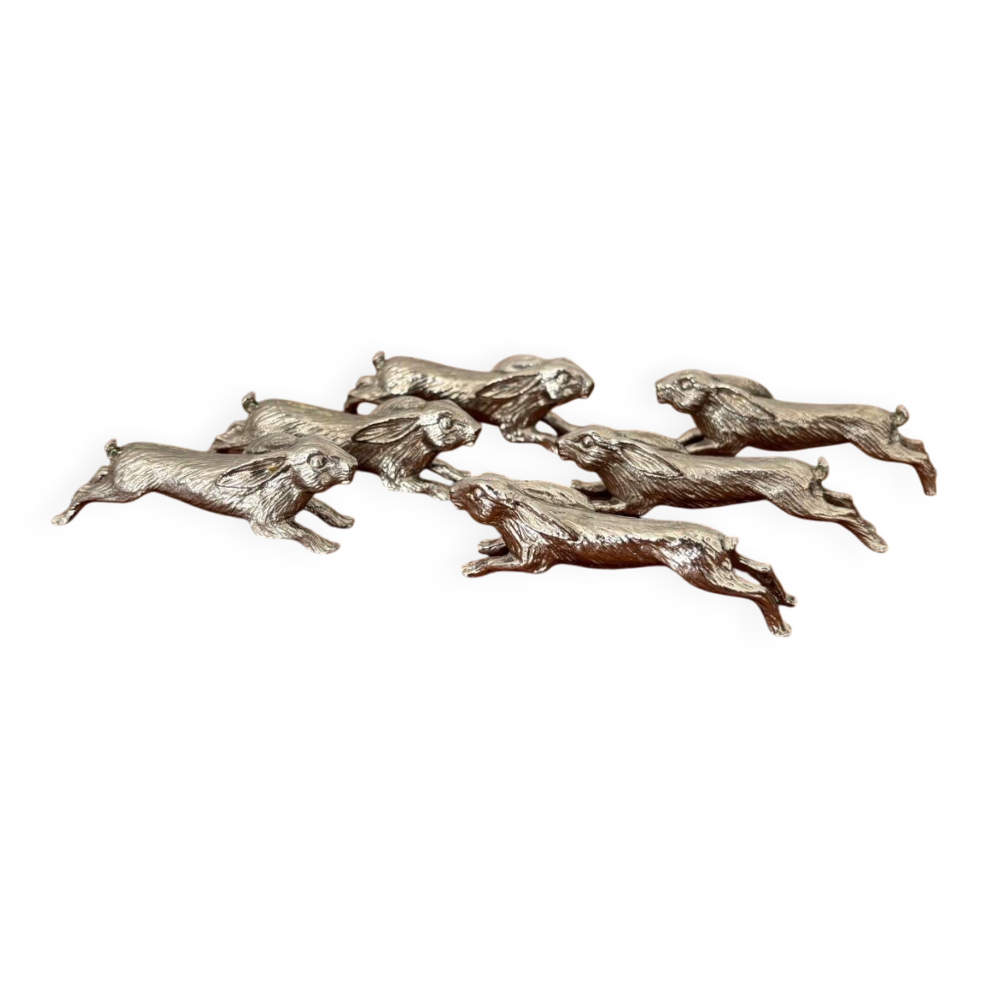 Set of 6 vintage silver-plated knife rests – rabbit shape – style
