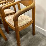 Set of six Rainer Daumiller pine wood arm chairs, 1970s