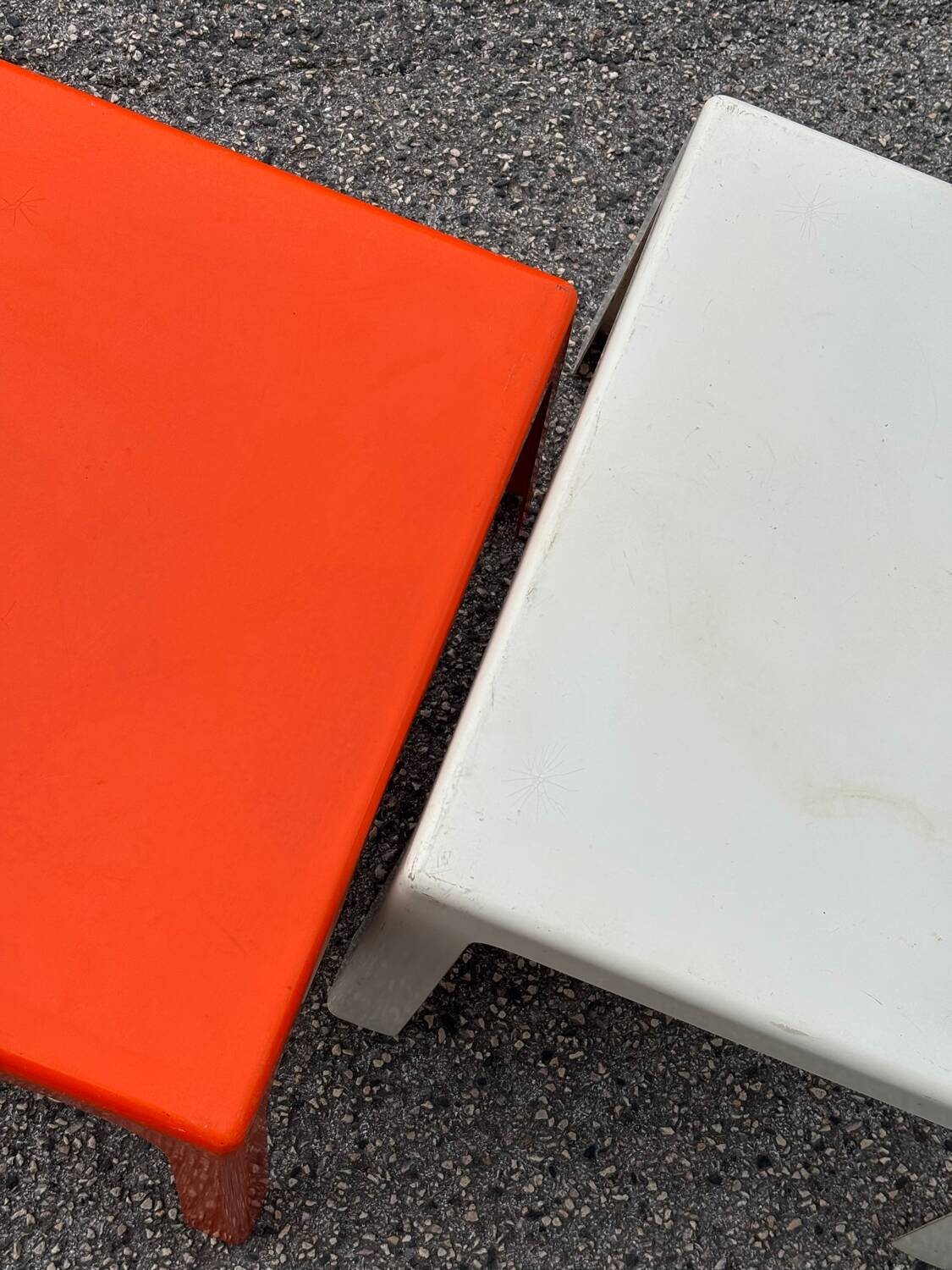 Pair of Space Age fiberglass coffee tables, Circa 1970