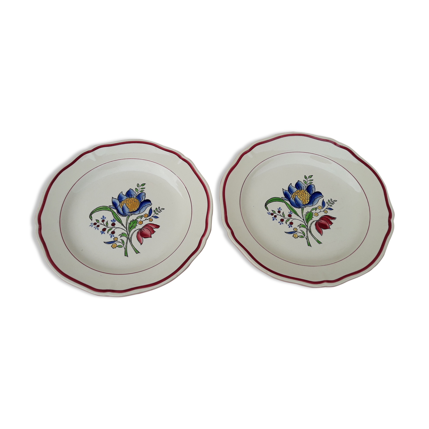 2 earthenware plates of gien model savoie diam 24.5 cm