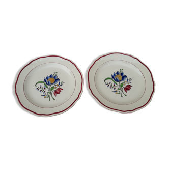 2 assiettes en faïence de gien modèle savoie diam  24,5 cm