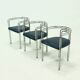 Set of 3 Chromed Steel Dining Chairs, France 1970s