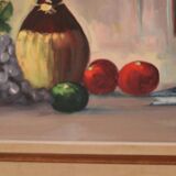 Nature morte au vin et aux fruits par E.W. Freu