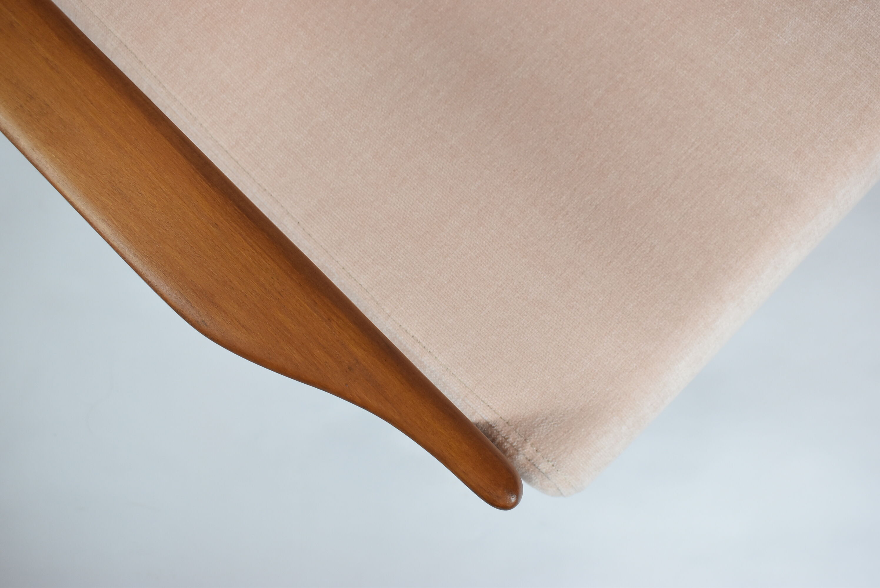 Scandinavian armchair Bączyk, polish icon, restored, powder pink, teak