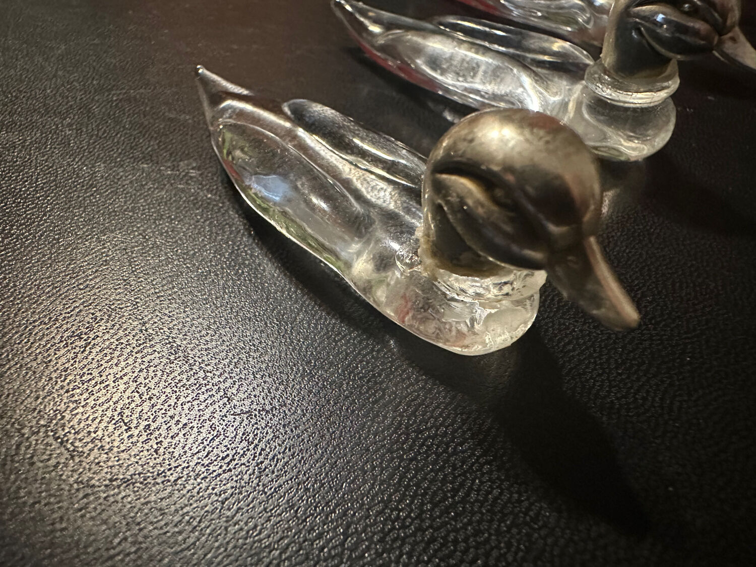 6 knife holders in crystal and silver metal