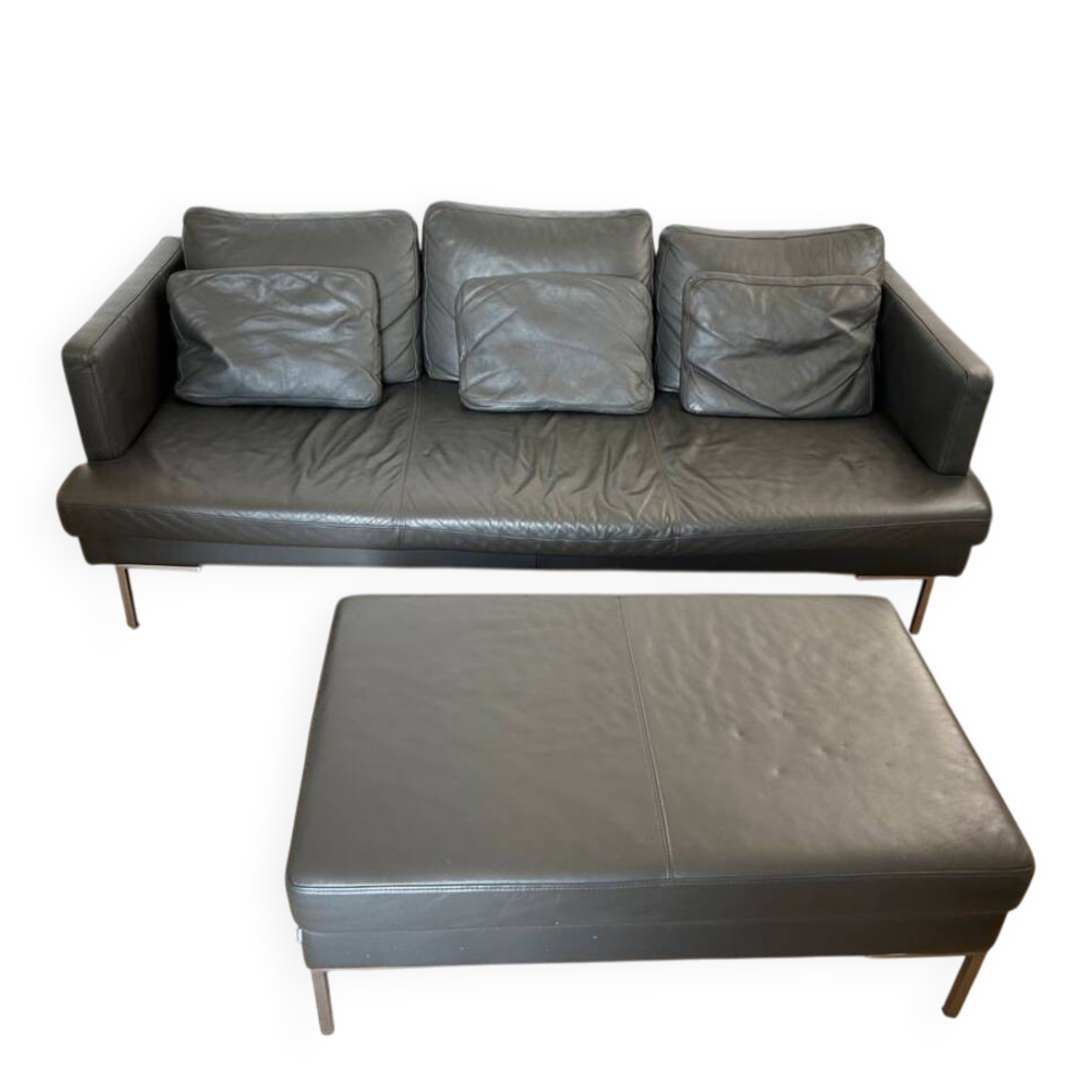 BoConcept leather sofa + matching ottoman