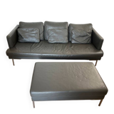 BoConcept leather sofa + matching ottoman