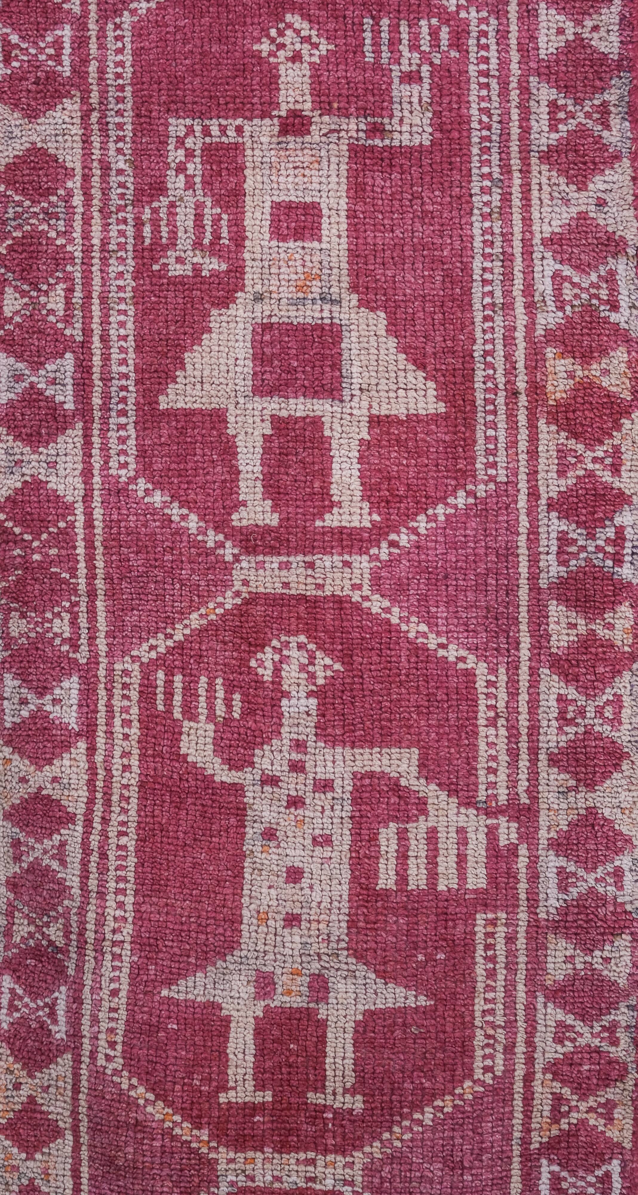 Vintage Turkish rug from Oushak, hand-woven 87x302 cm