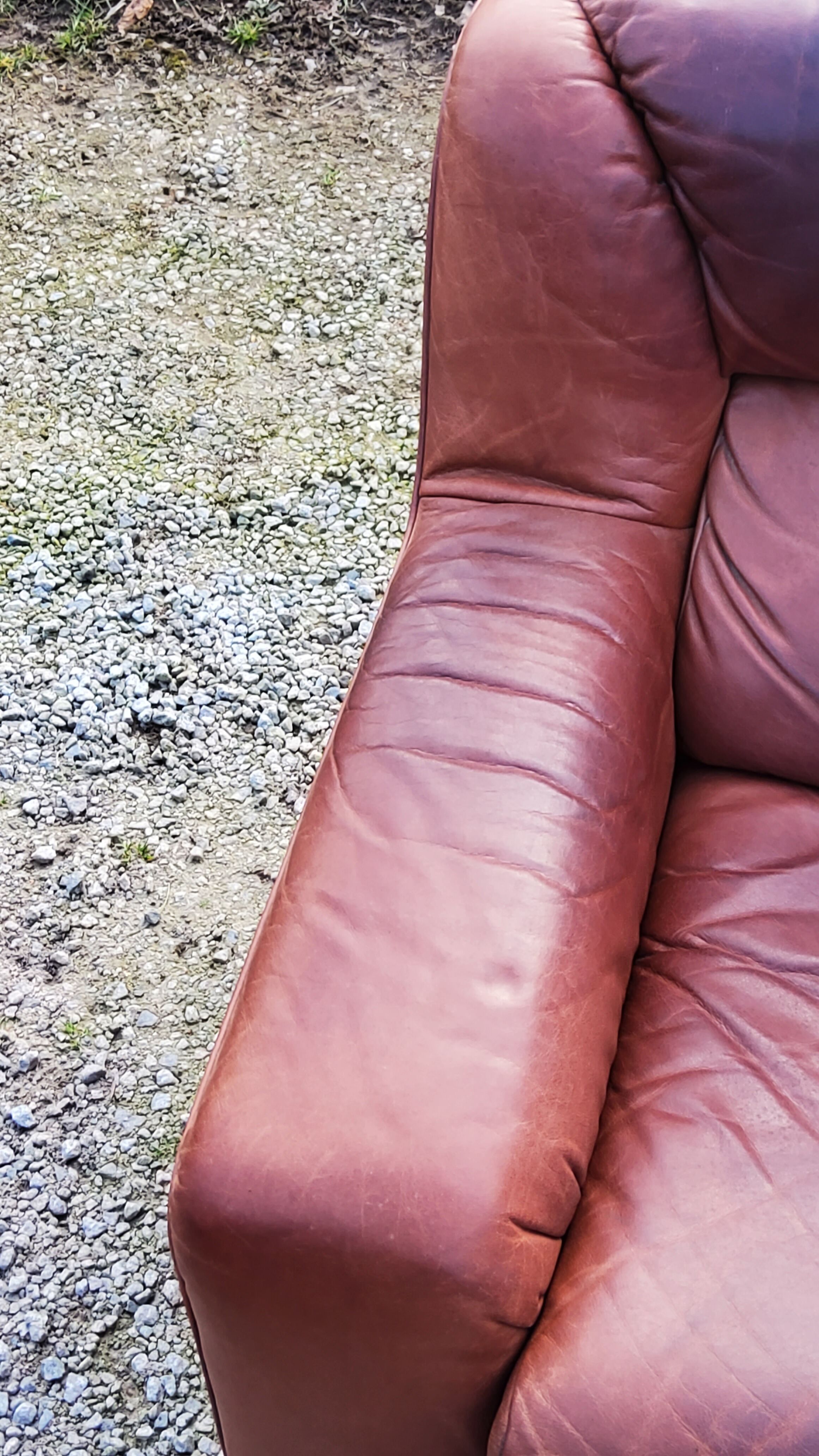 Pair of armchairs and De Sede sofa in cognac leather from the 70s/80s