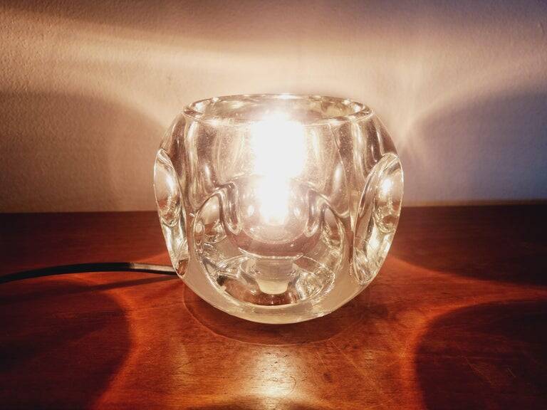 Midcentury Table Lamp Peill & Putzler Ice Cube Glass, Germany, 1970s
