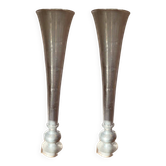 Pair of large silver-plated vases on a stand from Maison de la Literie, 165cm.