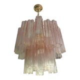 Murano Style Glass "Tronchi" Chandelier With Gold 24k Metal Frame