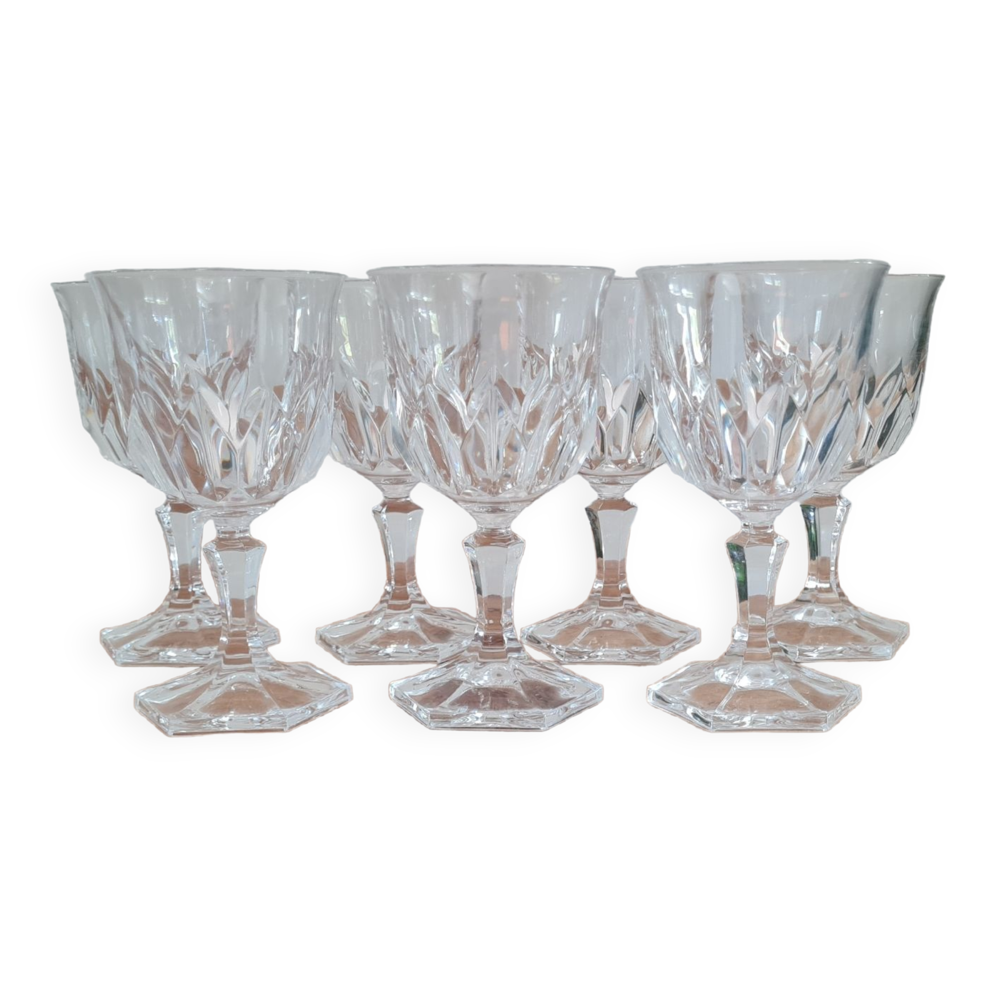 Set de 7 verres en cristal ciselé