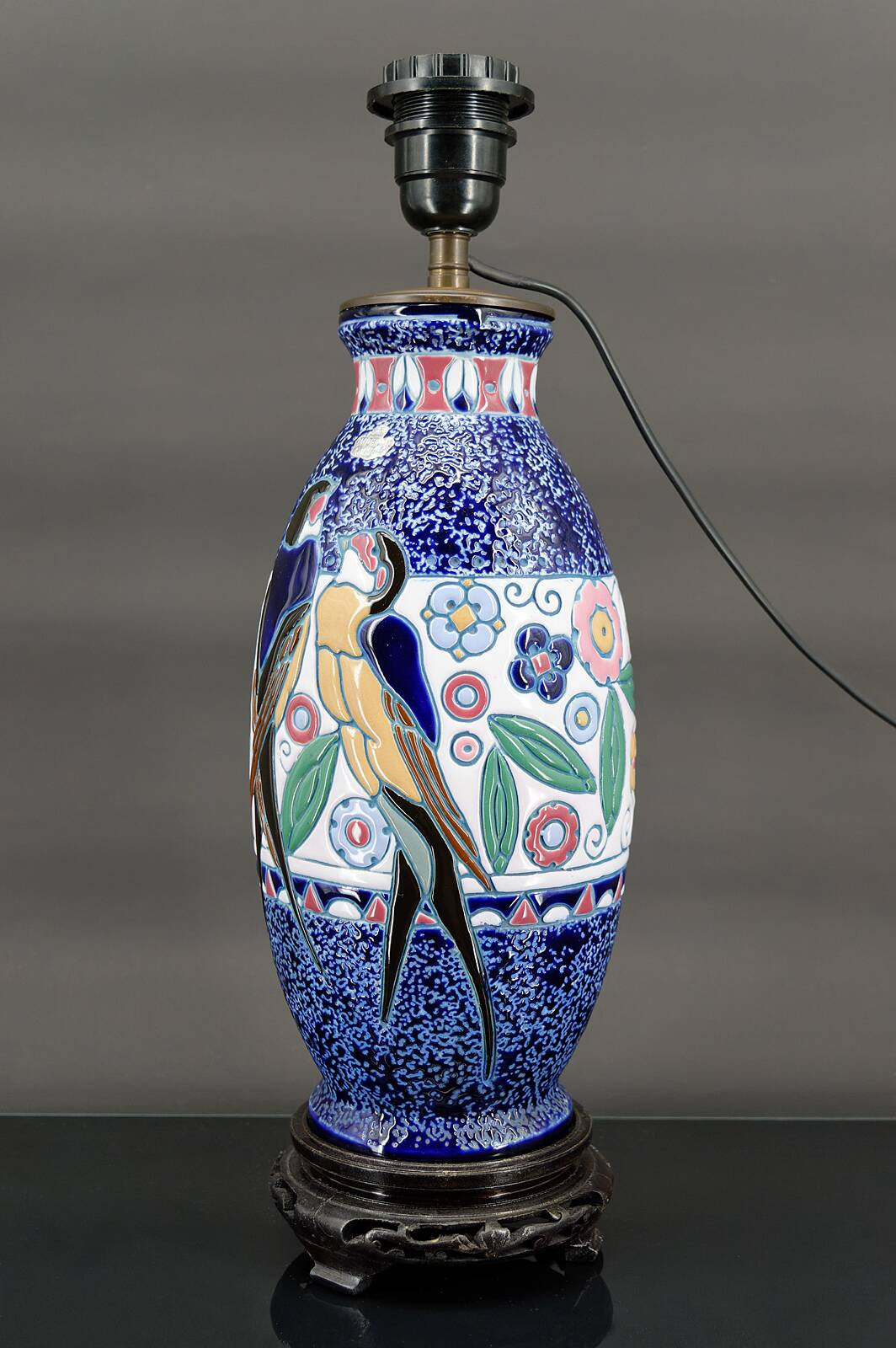 Swallow Lamp, Imperial Amphora, Czechoslovakia, Art Deco, Circa 1920