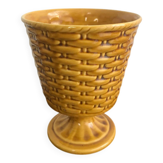 Cache pot sur pied en barbotine vintage