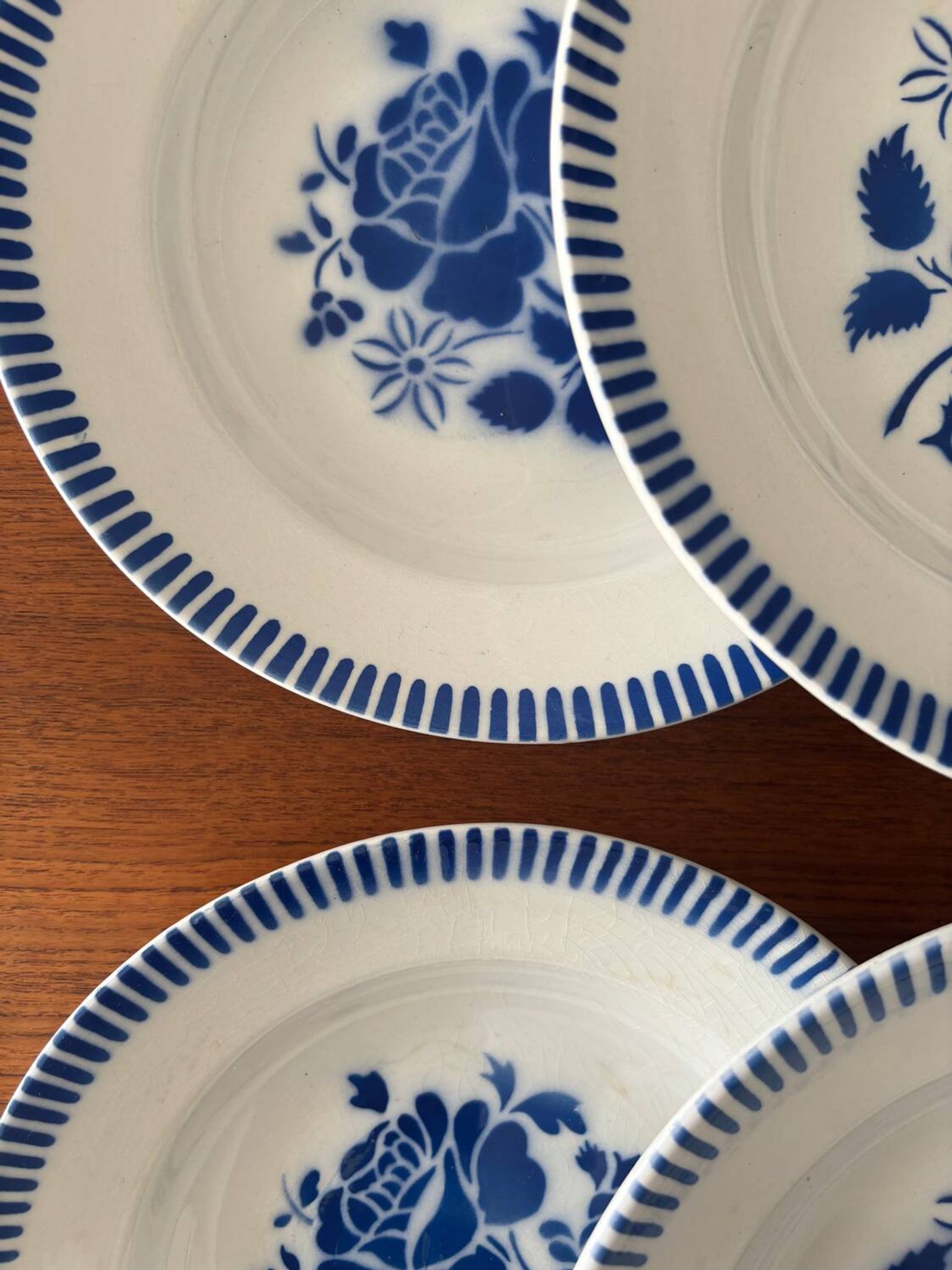 Set of 6 deep plates Luneville model Évian – floral decoration
