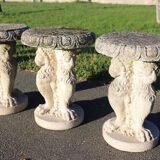 Garden set table and 6 stools, Italy early 20th century