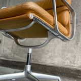 EA 208 camel leather armchair by Charles Eames for Herman miller