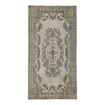 Overdyed Wool Vintage Handmade Carved Rug 150 cm x 285 cm