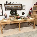 Antique solid oak craft table with drawers