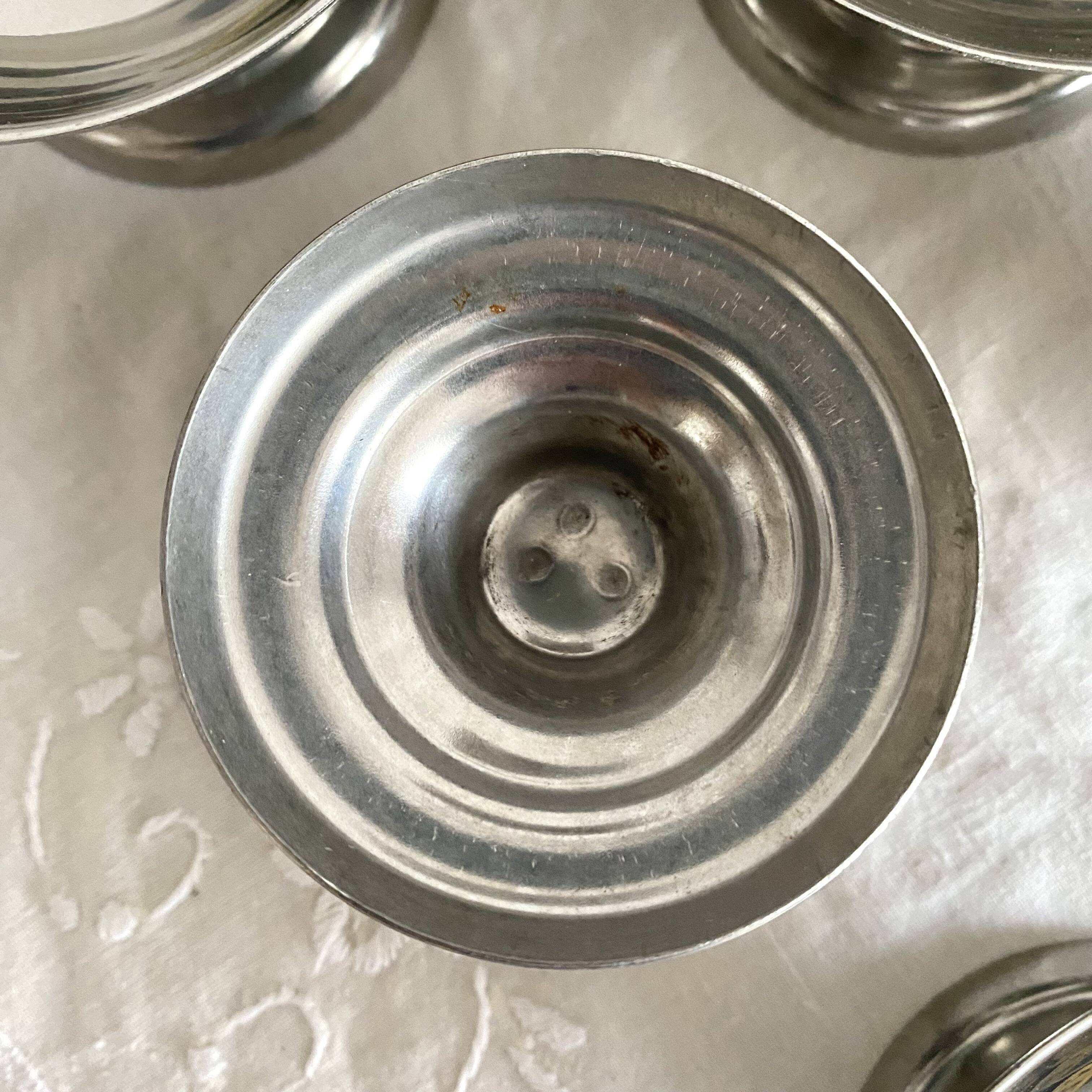 New stainless steel ice cream cups on pedestals, 1960s-70s