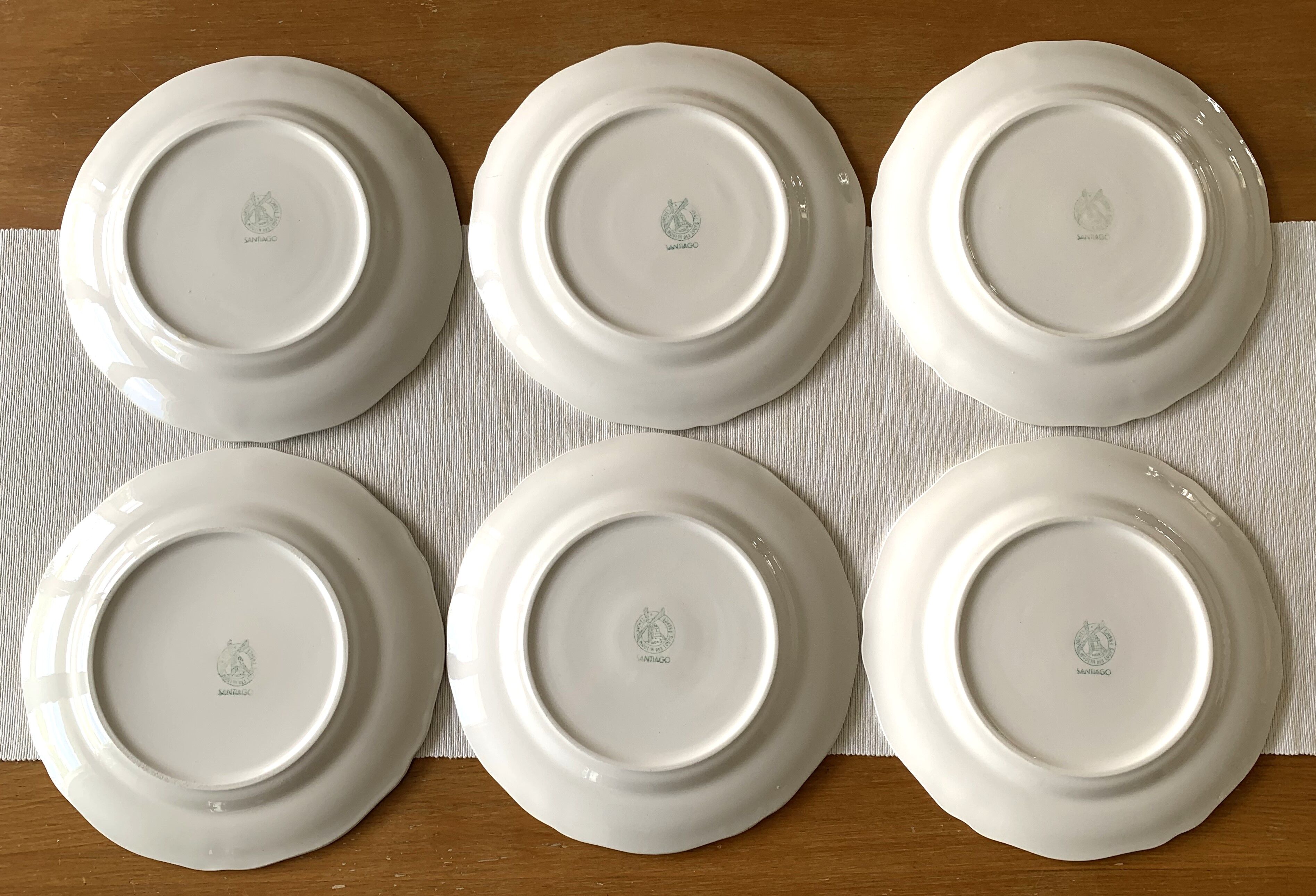 6 large old flat earthenware plates from Saint-Amand (Nord)