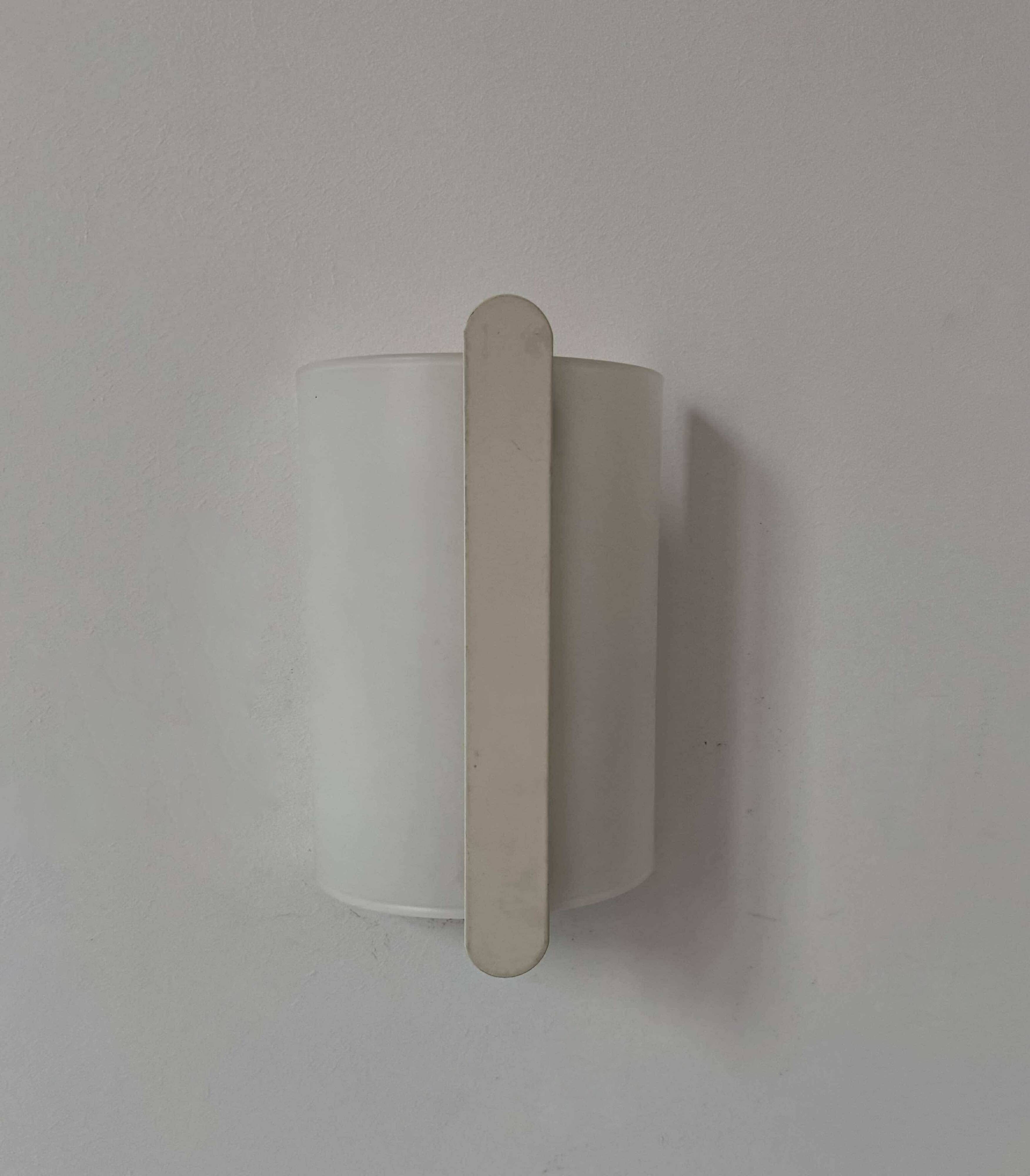 Vintage opaline glass wall light, Delmas France 1970