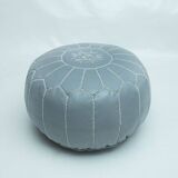 Moroccan leather pouf, moroccan ottoman pouf, gray moroccan pouf, vintage