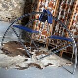 Set of 6 blue chairs with design curves
