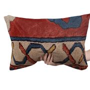 Housse de coussin vintage en tapis à poils longs, motif géométrique turc, 30 x 50 cm