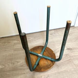 Wooden stool with metal tubes