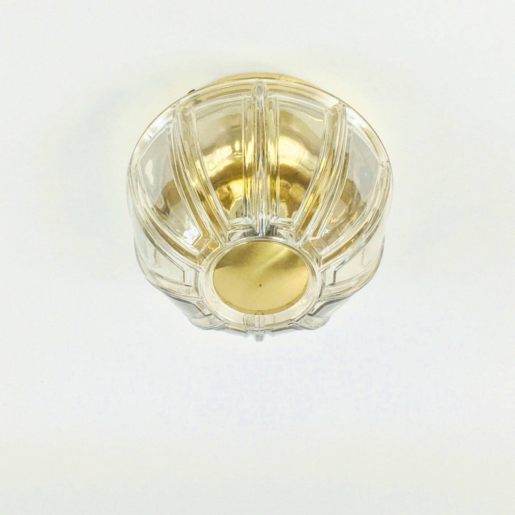 Mid-Century Glass & Brass Ceiling Light from Limburg, Germany, 1960s