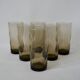 Set of 6 70s Long Drink design smoked glasses
