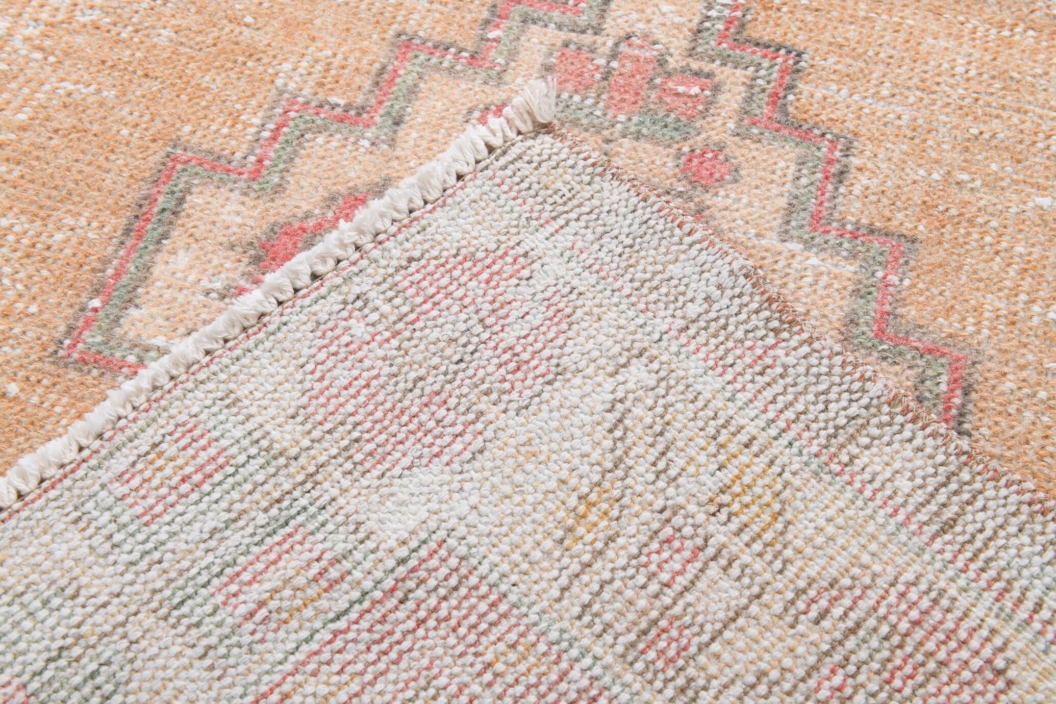 4x8 Red & Yellow Pastel Vintage Rug, 117x254Cm SK 20718