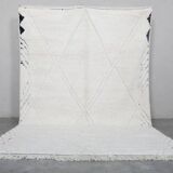 Handmade Moroccan Beni Ourain rug in cream white, 150/250cm