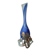 glass paste vase signed, bronze mount