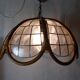 Lamp in mother-of-pearl brass and rattan