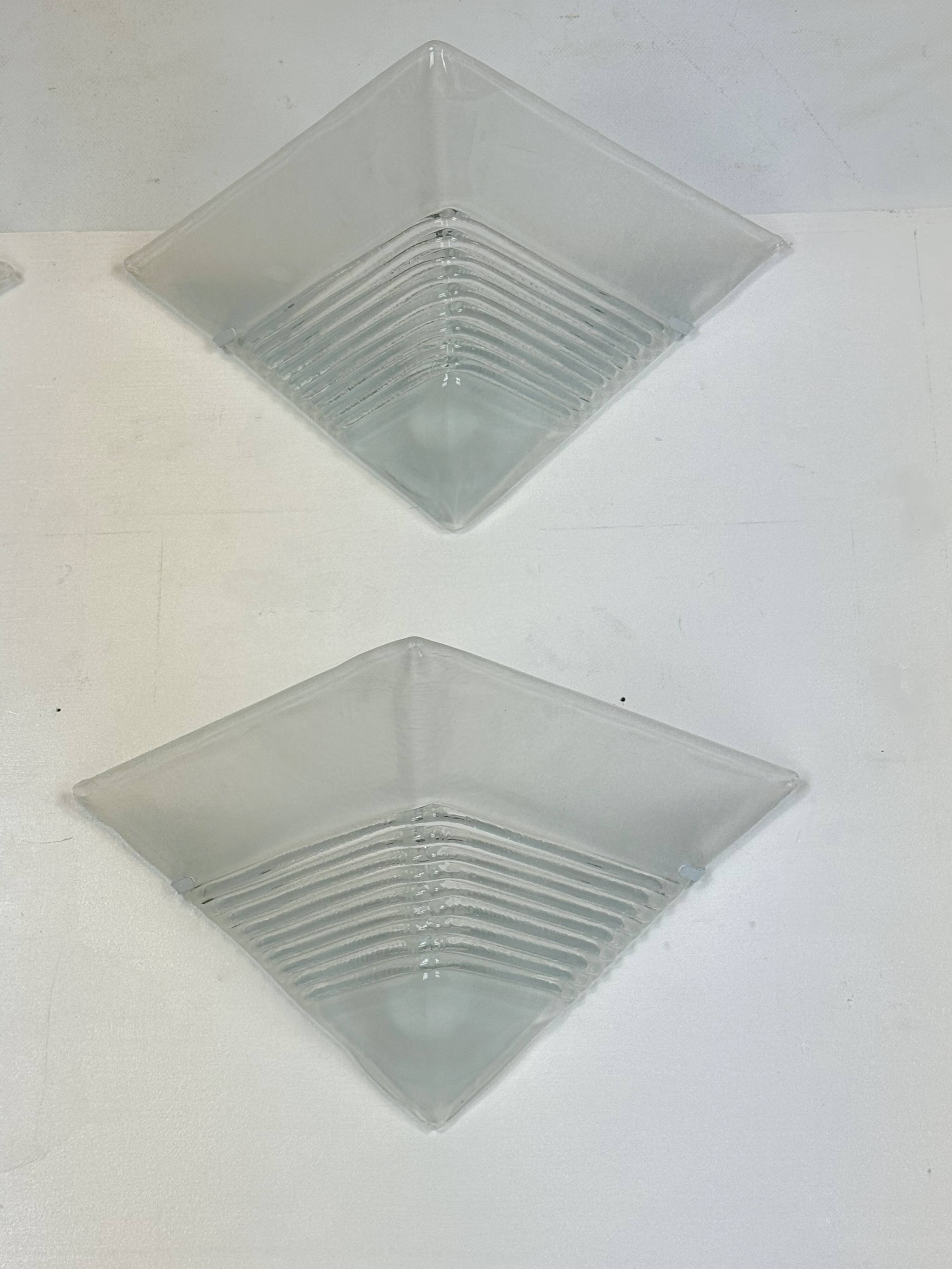 Postmodern Set of four large thick murano glass sconces by Mazzega. Italy 1980s