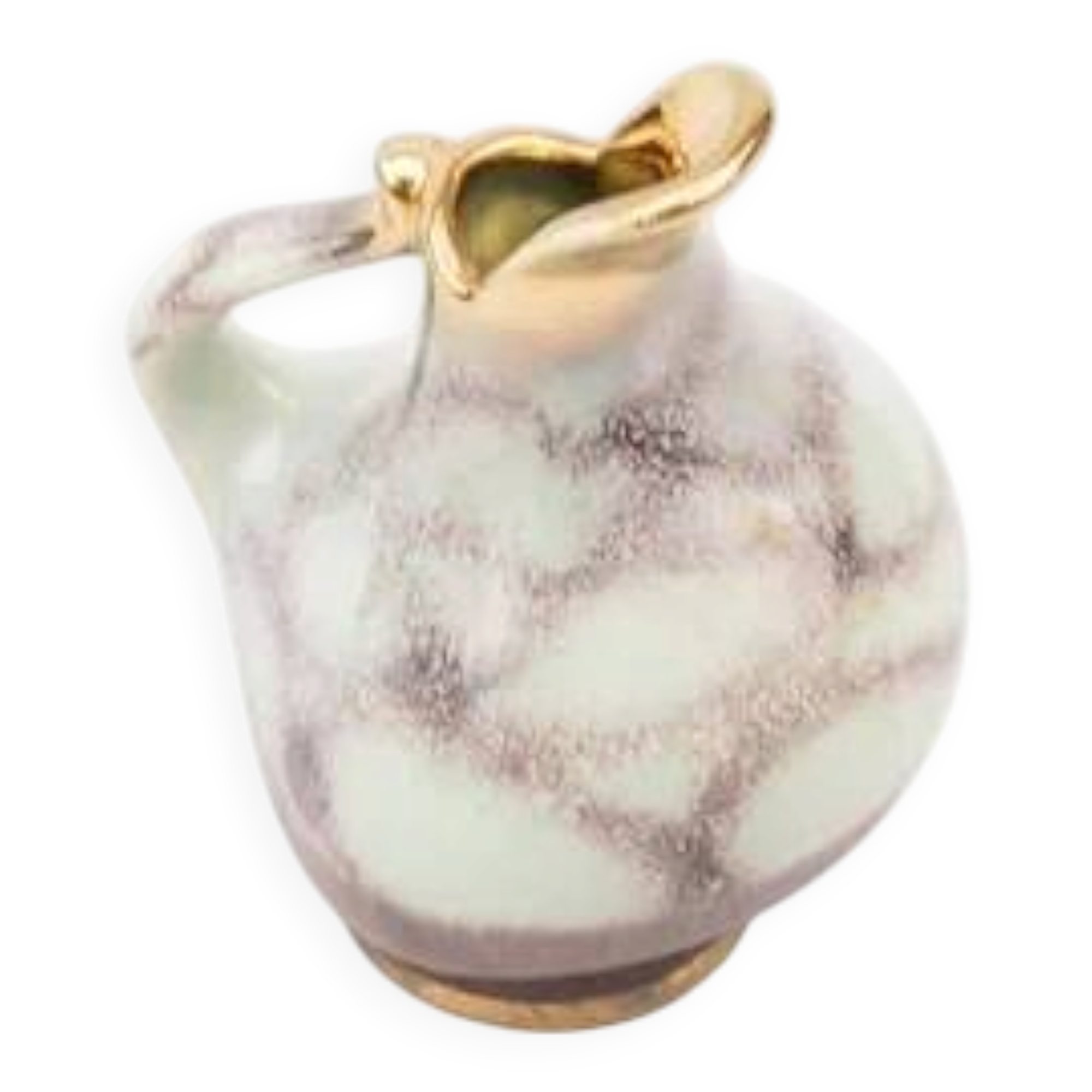 Small handle vase Bay Keramik in a gradient of aquamarine and brown signed Germany 283/12.