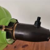 Lampe de table articulée moderniste en verre et laiton à boîtier vert