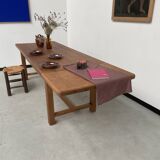 Solid pine table with its extension, 1950s