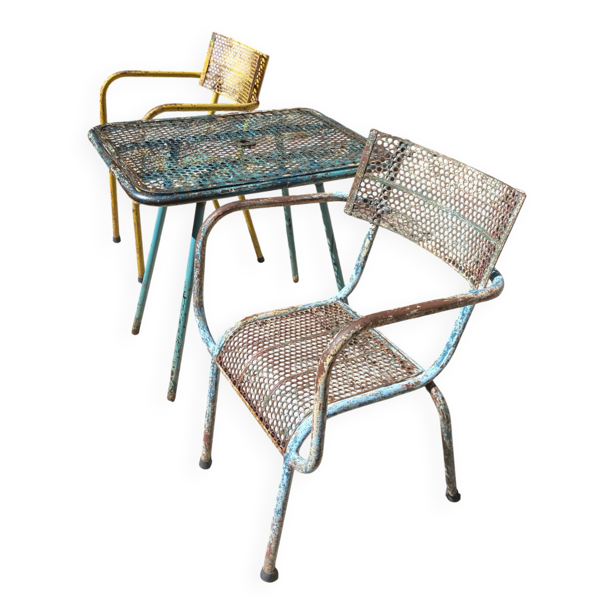 Ensemble René Malaval modèle Radar – table - 2 fauteuils – années 1950