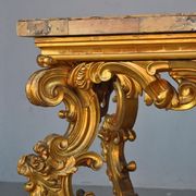 Rococo console Golden wood Roman marble XVII