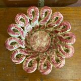 Antique White & Pink Openwork Braided Ceramic Barbotine Cup Vintage